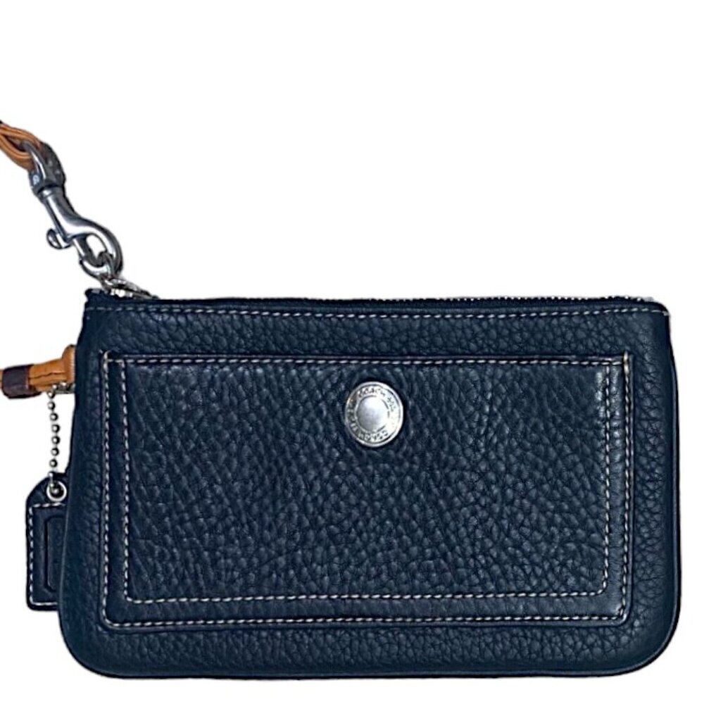 COACH Black Leather Zip Close Wristlet Wallet - Picture 2 of 9